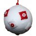 Χριστουγεννιάτικη Μπάλα Λευκή, με Τσόχα και Κόκκινα Κουμπιά (8cm)